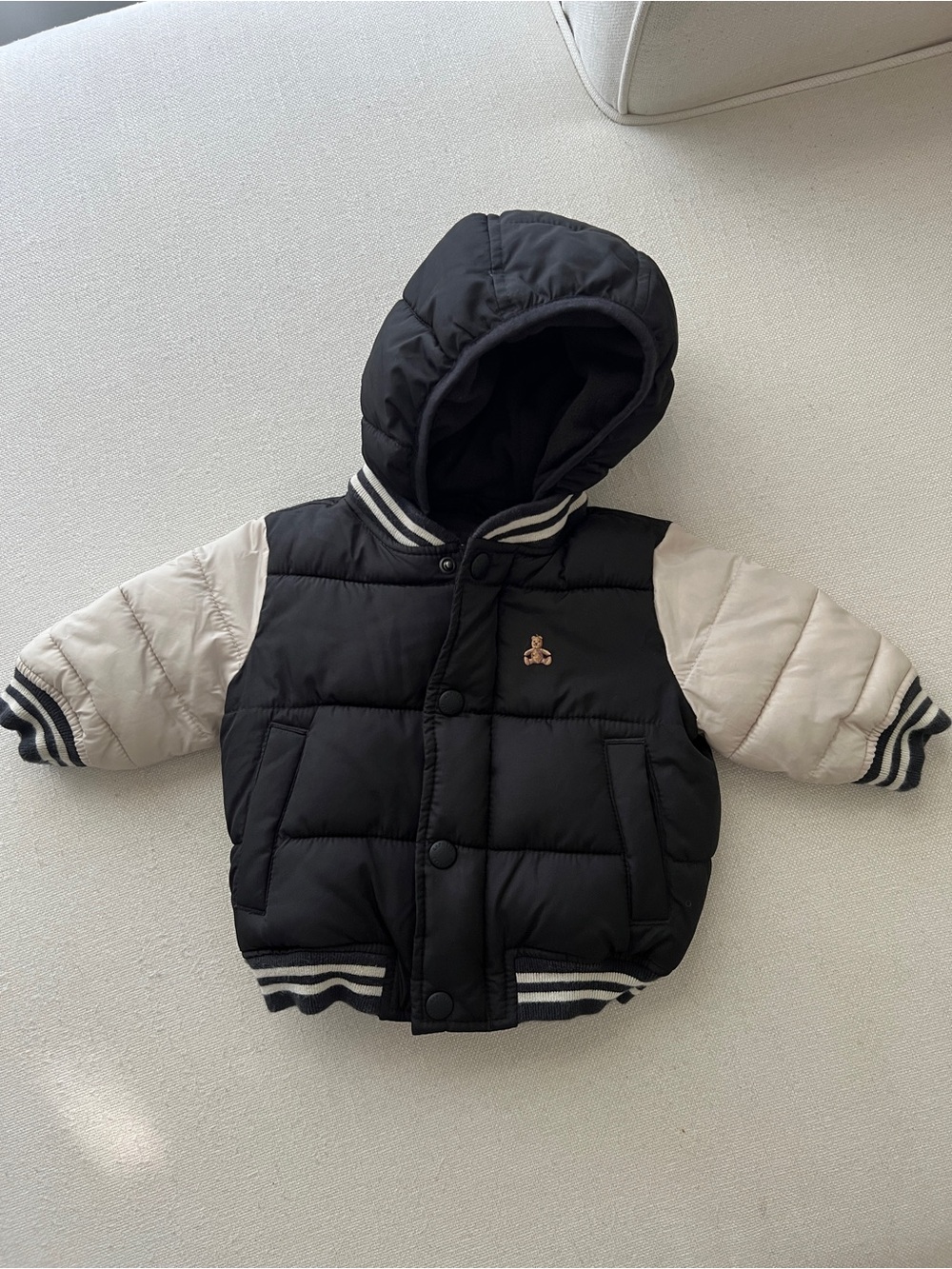 Baby Gap Brennan Bear Varsity Puffer Winter Jacket 0-6 M